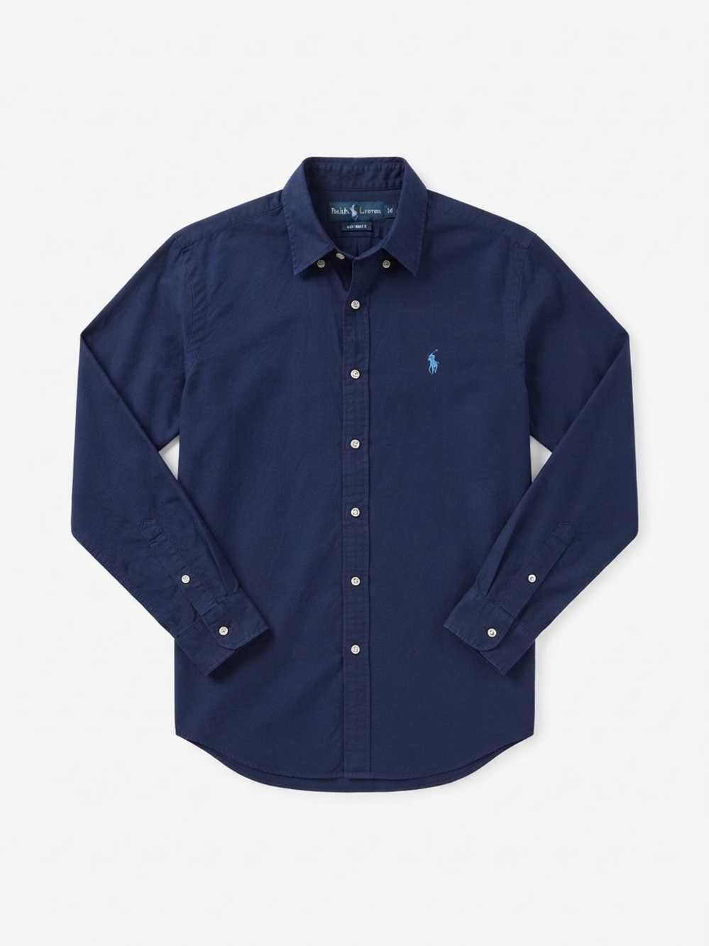 Vintage Polo Ralph Lauren Dark Navy Blue Long Sleeve Button Down Shirt Size M